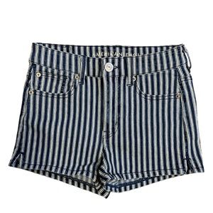 American Eagle navy & white pinstriped denim short. Size 2.